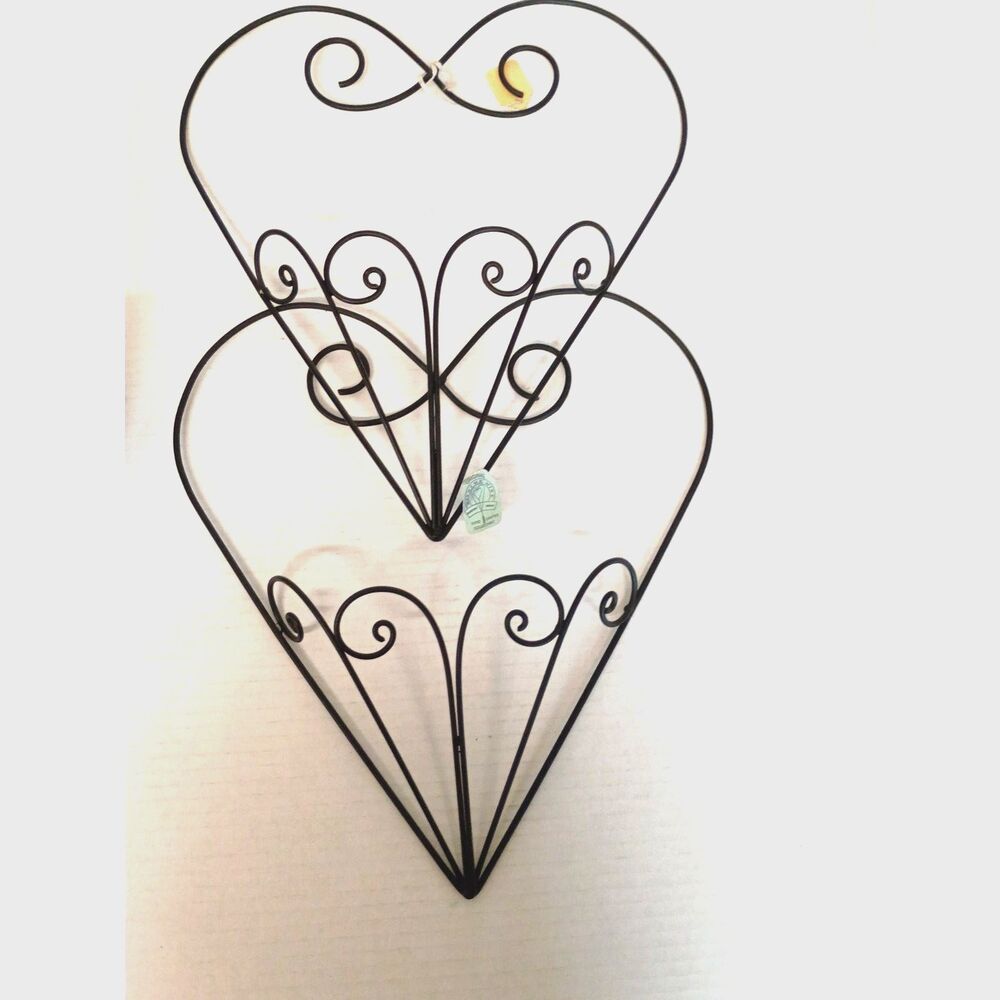 Pair Vintage Wrought Iron Wall Pockets • Handcrafted Wire Art • Rustic Farmhouse